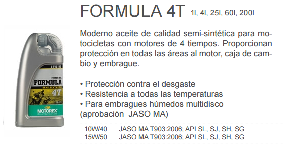 ACEITE MOTOREX FORMULA 4T 15W50 1L